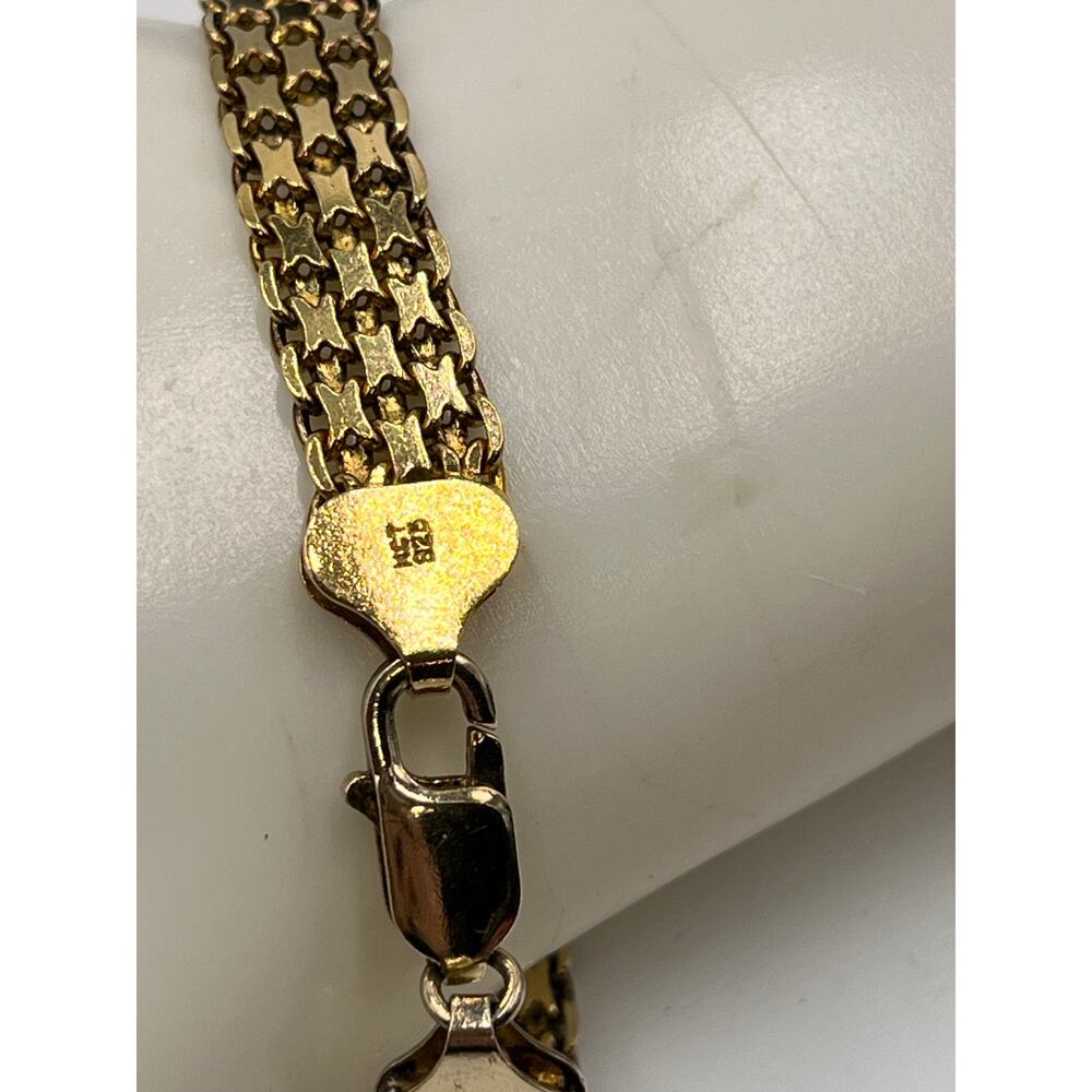 HCT Signed Italy Gold Sterling Silver Woven Braid Chain Bracelet 925 Vermeil - Picture 4 of 11